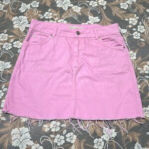 Topshop Moto Bubblegum Pink Denim High Waisted Mini Skirt US Size 8